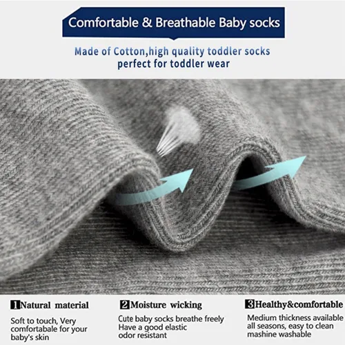 Vista 5 de Calcetines para niños pequeños, 15 pares de calcetines antideslizantes para niños pequeños y niñas, calcetines de media para 1-10 años