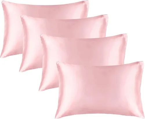 Vista 90 de BEDELITE Funda de almohada de satén para cabello y piel, súper suave y refrescante similar a las fundas de almohada de seda, paquete de 2 con cierre