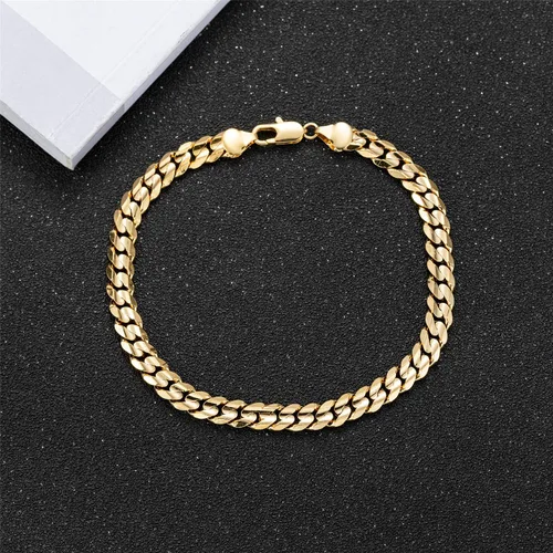 Vista 4 de kelistom Tobillera de eslabones cubanos de oro para mujeres y hombres, 0.276 in de ancho, oro de 14 quilates, oro de 18 quilates, chapado en oro