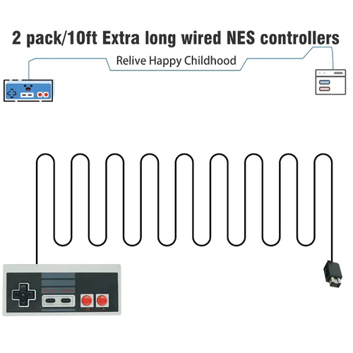 Vista 2 de NES - Controlador para NES Classic Edition y Nintendo Classic Mini, control de repuesto para Nintendo NES, 2 unidades de controlador NES Classic