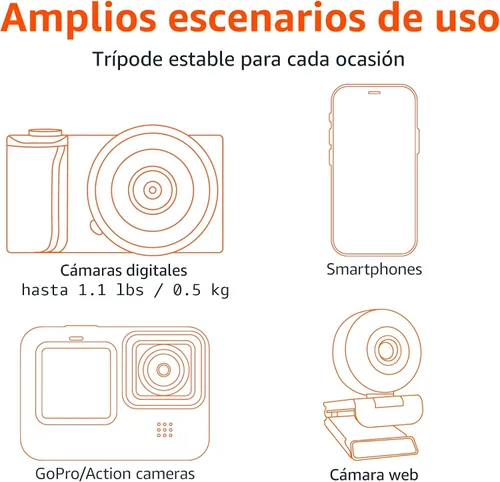 Vista 3 de Amazon Basics Trípode portátil y flexible con control remoto inalámbrico y abrazadera para teléfono inteligente, 10 pulgadas de largo, color negro