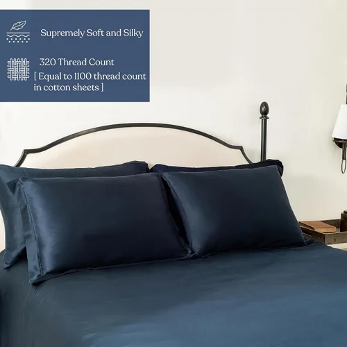 Vista 2 de Sábana bajera ajustable 100% lyocell tencel de eucalipto, naturalmente refrescante, súper suave, sedosa, absorbe la humedad, equilibrio