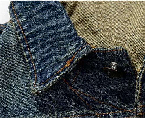 Vista 3 de NASKY Chaleco y chaqueta de mezclilla rasgados retro para hombre