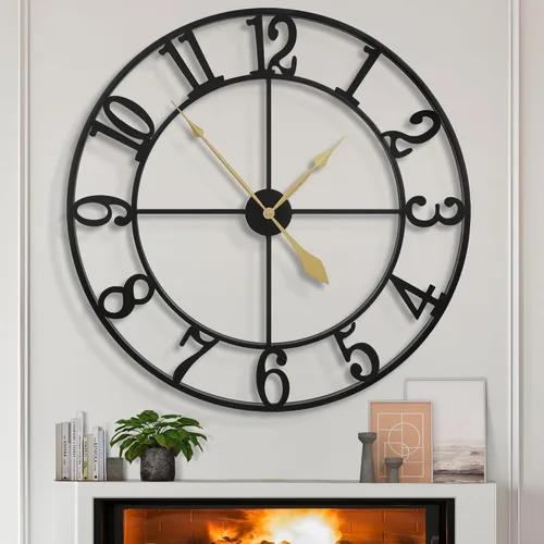 Vista 23 de LEIKE Relojes de Pared Grandes, Silenciosos, Sin Tictac, Funcionan con Baterías, Rústico Redondo Moderno Gran Reloj de Pared de Madera para Sala