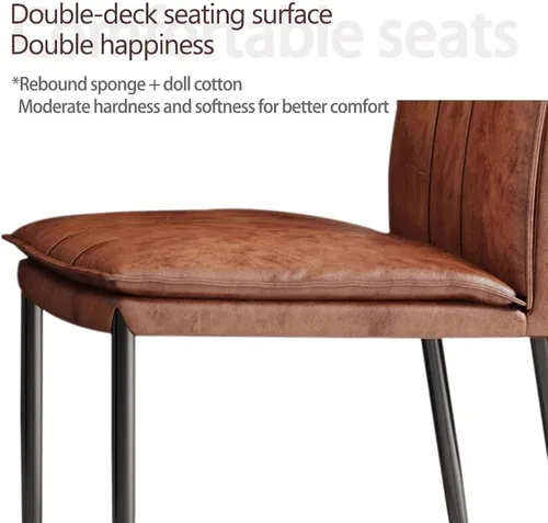 Vista 6 de Kitchen Dining Chairs,Oil Wax Leather Dining Room Chairs with Metal Legs, No Armless Leather Dining Chair with Mediumhigh Backrest for Living Room