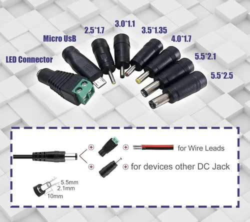 Vista 5 de Adaptador de fuente de alimentación DC 24V 1A 24W Interruptor transformador AC 110V/220V a DC 24V 1amp Convertidor de conmutación Controlador LED