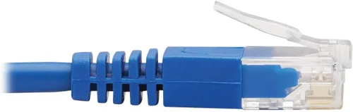 Vista 5 de Tripp Lite Cable Ethernet Cat6 en ángulo recto, Cable de conexión de red UTP delgado moldeado Gigabit, azul, 20 pies (N204-S20-BL-RA)