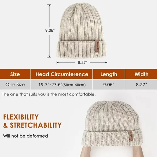 Vista 4 de SENPUKI Gorros de punto de invierno para mujer, gorro grueso para la nieve