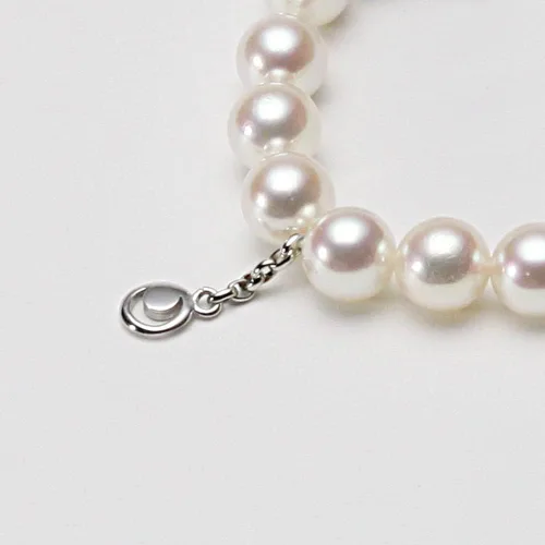 Vista 4 de Moon Label Pulsera japonesa de perlas cultivadas Akoya de 0.256in para mujer, diseño elegante, excelente regalo, Perla