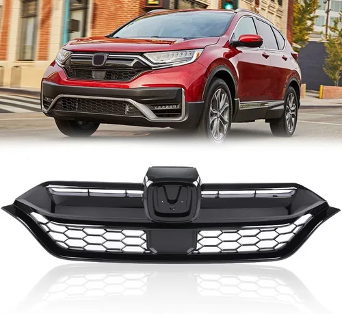Vista 12 de PIT66 Protector de parrilla de parachoques delantero superior e inferior, compatible con Honda CRV 07-09 negro/cromo