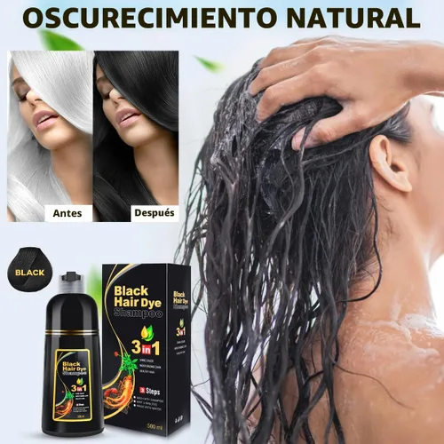 Vista 2 de IIIMEIDU Champú de tinte para cabello negro 3 en 1 para cabello gris, champú de ingredientes herbales para teñir el cabello negro para mujeres