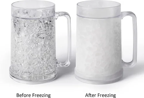 Vista 8 de Juego de 2 tazas de hielo de gel de doble pared para congelador, transparentes, 16 onzas, color blanco