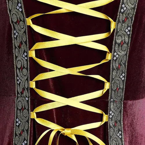 Vista 6 de Vestido medieval para mujer, vestido de terciopelo renacentista, vestido vintage hasta el suelo, vestido de baile con cuello cuadrado, vestido