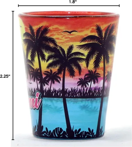 Vista 4 de Miami Florida Palm Sunset In and Out Vaso de chupito