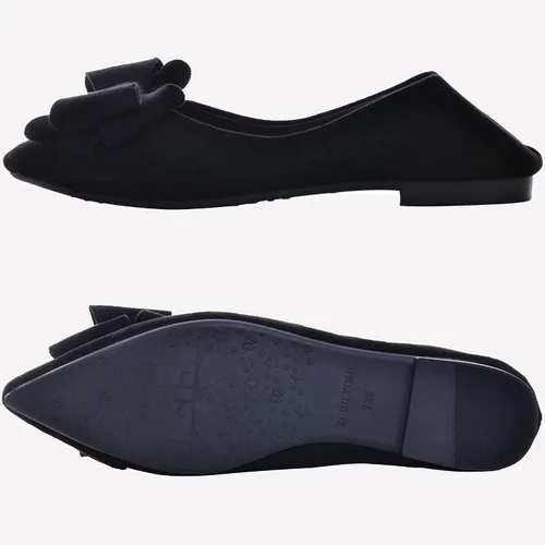 Vista 3 de SAILING LU Zapatos planos de ballet con nudo de lazo para mujer, zapatos planos con punta puntiaguda, zapatos de vestir, zapatos de vestir