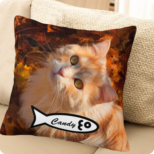 Vista 7 de Almohadas personalizadas con imagen, fundas de almohada personalizadas, añade tu propio diseño, fundas de almohada con texto, fundas de almohada Gato