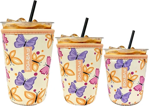 Vista 97 de Reusable Insulated Neoprene Iced Coffee Sleeves for Iced Coffee Cups, Coffee Coolies sleeves for Iced & Hot Drinks