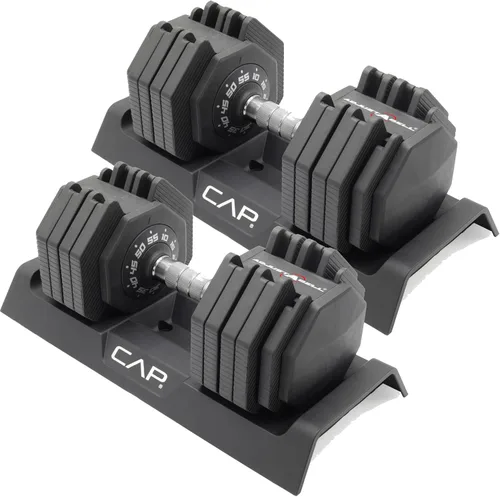 Vista 17 de CAP ADJUSTABELL - Juego de mancuernas ajustables de selección rápida de primera calidad para entrenamiento de fuerza, individuales y pares, 12.5