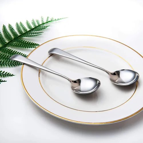 Vista 8 de IMEEA Cucharas de postre de acero inoxidable de 6 pulgadas, cucharas de sopa redondas para arroz, helado y cereales, SUS304, juego de 4