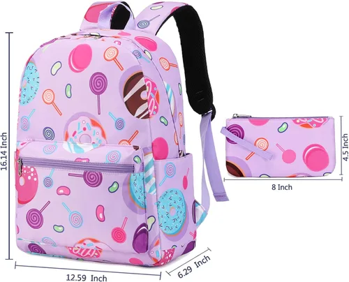 Vista 2 de Meisohua Mochilas escolares para niñas, mochila de unicornio con bolsa de almuerzo y estuche para lápices, juego de bolsas escolares 3 en 1