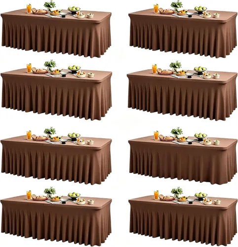 Vista 14 de Wish Care Paquete de 2 manteles de elastano elástico azul bebé para mesas rectangulares de 4 pies, manteles ajustables sin arrugas de 4 pies