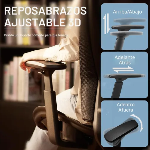 Vista 6 de ELABEST Silla de oficina de malla, silla de escritorio ergonómica para computadora, silla de tarea resistente - Soporte lumbar y reposabrazos