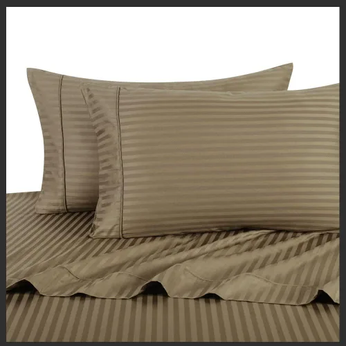 Vista 4 de Royal Hotel Bedding Funda de edredón de 2 piezas, 100% algodón, rayas satinadas, 100% algodón Bronce