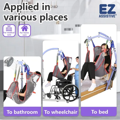 Vista 6 de EZ Assistive Eslinga universal de elevación de pacientes de cuerpo completo para elevación o traslado de pacientes, honda de elevación con tela