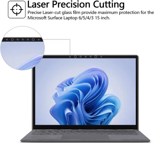 Vista 2 de Megoo Protector de pantalla de vidrio templado para laptop Microsoft Surface de 15 pulgadas, resistente a los arañazos, ultra transparente, suave al