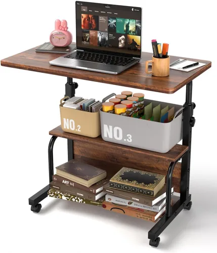 Vista 8 de QZMDSM Escritorio portátil con ruedas de altura ajustable para espacios pequeños, escritorio de computadora de 32 pulgadas, mesas de dibujo