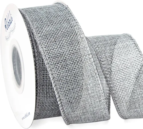 Vista 23 de Ribbli Cinta con alambre de arpillera verde manzana, 1-1/2 pulgadas x 10 yardas, cinta con borde con alambre para lazo grande, corona, decoración