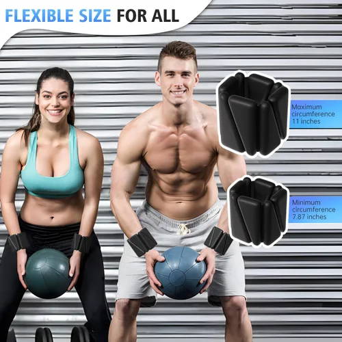 Vista 9 de T98 Wrist & Ankle Weights for Women Men, Wearable Wrist Weights Set of 2(1Lbs Each), Adjustable Arm Leg Bracelet Weights for Strength Training Negro