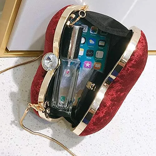 Vista 6 de Goclothod Bolso de mano con forma de corazón para mujer bolso de hombro de terciopelo