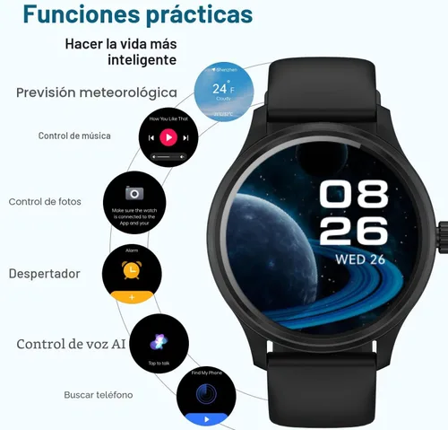 Vista 4 de DIVElink Reloj inteligente, reloj inteligente HD para hombres y mujeres (respuesta/hacer llamadas), reloj de fitness con más de 100 modos