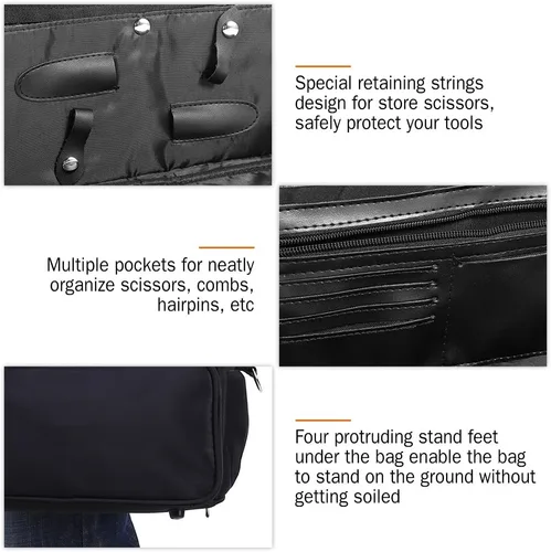 Vista 3 de FILFEEL Bolsa de transporte para peluquería, gran capacidad, equipo de peluquería profesional, herramienta de peluquería, bolsa de mensajero