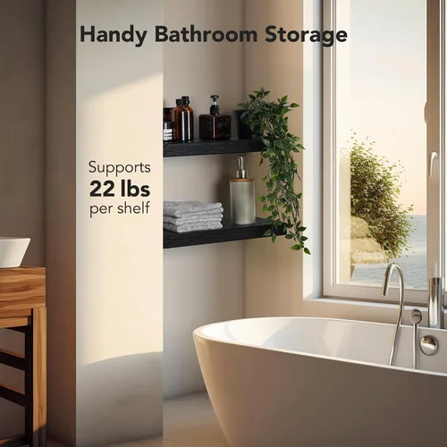 Vista 6 de AMADA HOMEFURNISHING Estantes de baño con toallero, estantes flotantes montados en la pared, juego de 4