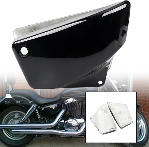 Vista 4 de Cubiertas laterales de batería para carenado de batería de color negro brillante y vívido, compatibles con Honda VT 1100 VT1100 Shadow/Spirit/Sabre