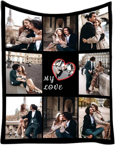 Vista 10 de Manta personalizada con texto en imagen, fotos, regalos para adultos, niños, novia, novio, Navidad, Halloween, día del padre, madre, San Valentín