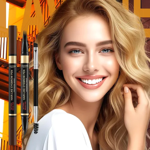 Vista 8 de LAVONE Lápiz de cejas 2 en 1 para mujer con lápiz de cejas microblading de 4 puntas y lápiz de cejas curvado y preciso, lápiz de cejas impermeable
