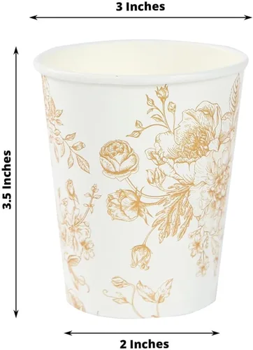 Vista 2 de Efavormart - Paquete de 24 vasos de papel franceses, elegantes vasos desechables de oro blanco para fiesta, 9 onzas tipo10