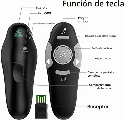 Vista 6 de QUI Presentation Clicker - Clicker remoto inalámbrico para presentación de PowerPoint, PowerPoint Slide Advancer para Mac/Windows/Linux, Google Negro