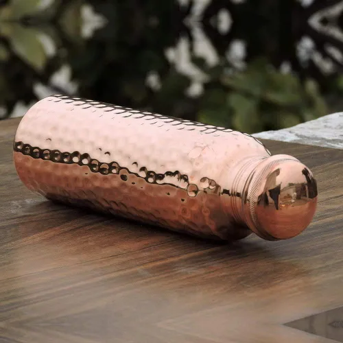 Vista 3 de Ukal Botella de agua de cobre martillado con tapa (34 onzas) (paquete de 2)