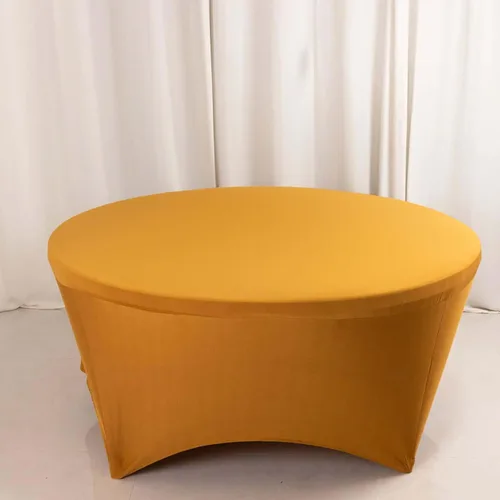 Vista 62 de Efavormart - Mantel rectangular de elastano elástico beige de 4 pies