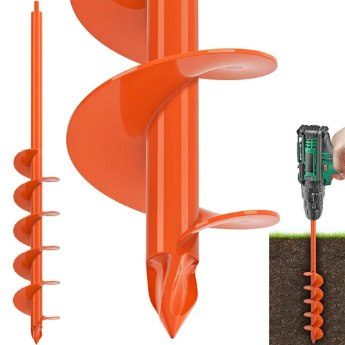 Vista 15 de Broca de taladro de jardín para plantar 1.6 x 32 pulgadas, broca negra para excavadora de agujeros, taladro de suelo para plantar bulbos, flores