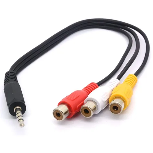 Vista 4 de Cable divisor de audio de 3,5 a RCA (9.8 in) Cable adaptador de 0.138 in Mini 1/8" TRS estéreo macho a 3 RCA hembra Jack