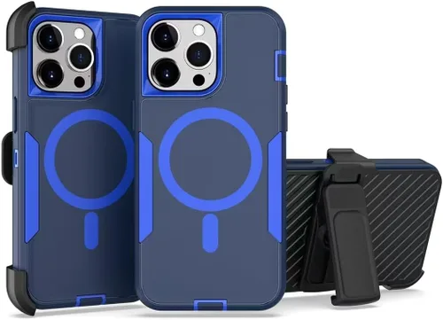 Vista 13 de Funda diseñada para iPhone 16 Pro, magnética, doble protección, resistente y duradera, compatible con MagSafe, clip trasero desmontable, a prueba