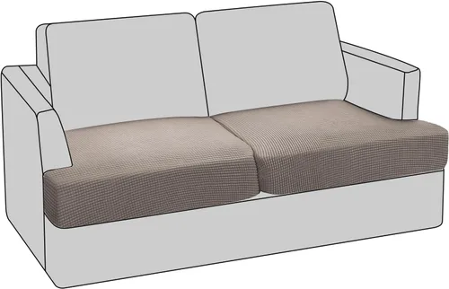 Vista 14 de PrinceDeco Funda elástica para sofá biplaza con cojín en forma de T para sofá de 2 cojines, funda de asiento con parte inferior elástica, apta