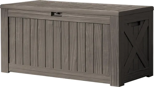 Vista 14 de Devoko Caja de cubierta de 100 galones, caja de almacenamiento impermeable al aire libre con cojín (negro)