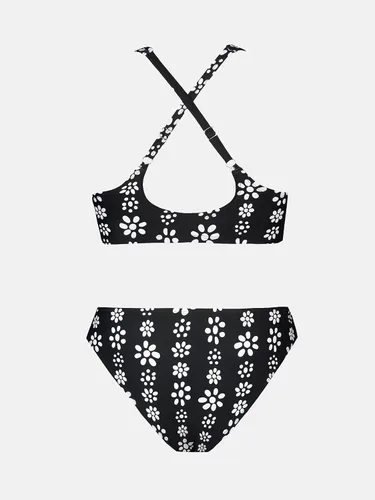 Vista 6 de CUPSHE Conjunto de bikini de dos piezas con estampado floral en la parte delantera y espalda cruzada para mujer