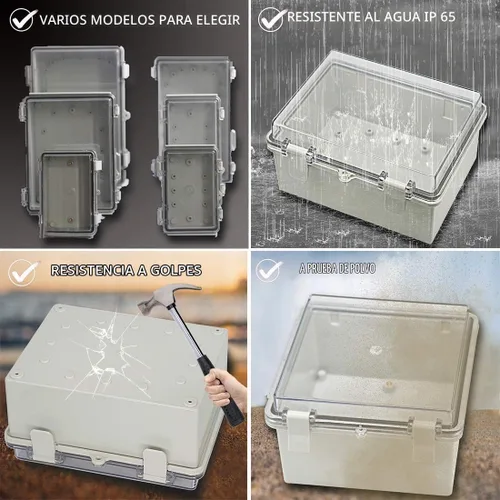 Vista 7 de Zulkit Caja de conexiones plástico ABS a prueba de polvo impermeable IP65 cajas eléctricas universales con carcasa de bisagra para exteriores